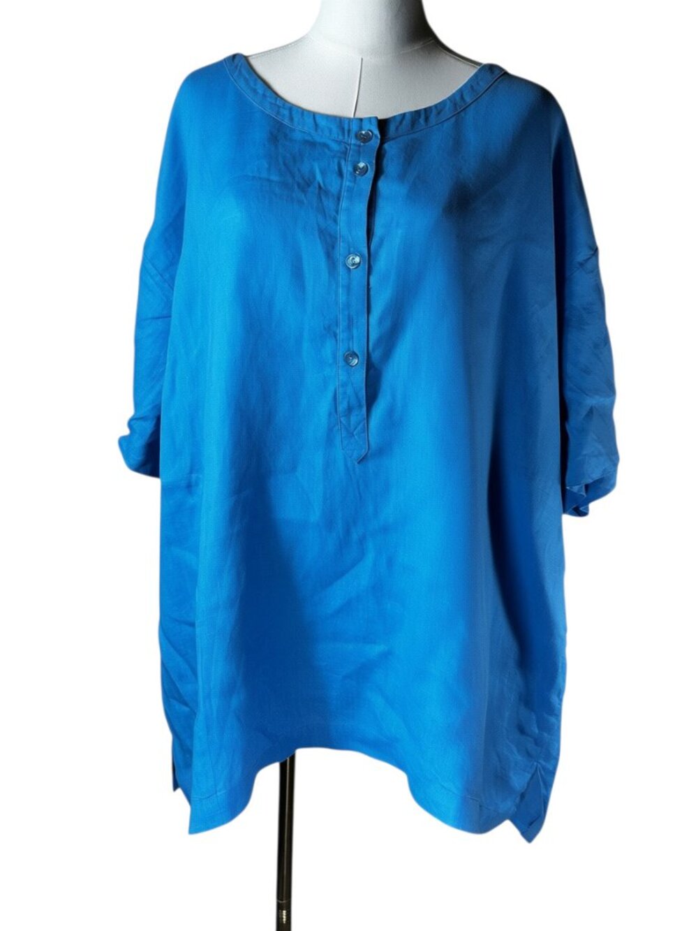ZYGA Lin’n Laundry DAMAS Blue 100% Linen Oversized Tunic Top Large